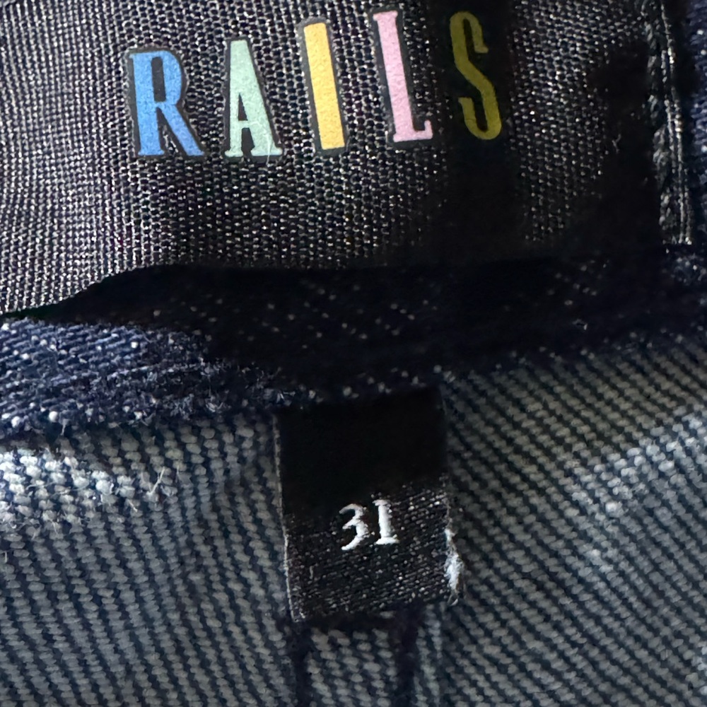Rails Getty Crop Jeans Womens Size 31 Indigo Patchwork High Rise Wide Leg H - Picture 10 of 16